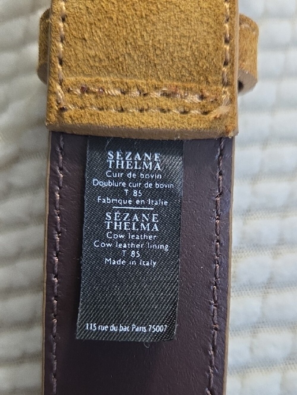 Sezane Thelma Brown Suede Belt with Twisted Gold Buckle EUC - Picture 5 of 10